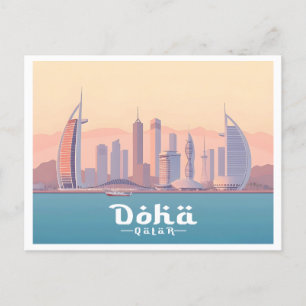 Carte Postale Doha Qatar Arabian Gulf Pastel Voyage
