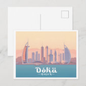 Carte Postale Doha Qatar Arabian Gulf Pastel Voyage (Devant / Derrière)