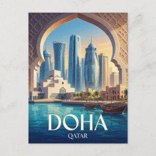 Carte Postale Doha Qatar Moderne Skyline du Golfe Voyage
