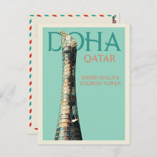 Carte Postale Doha Sheikh Khalifa Illustration du stade Qatar Po