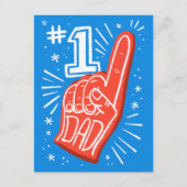 Carte Postale Doigt en mousse bleue et rouge Numéro 1 Fête des p (Devant)