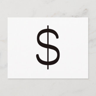 Carte Postale Dollar $ Noir Bleu Rouge