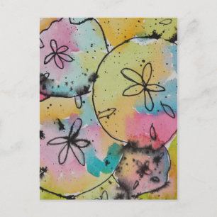 Carte Postale Dollars de sable Aquarelle et peinture d'encre Car