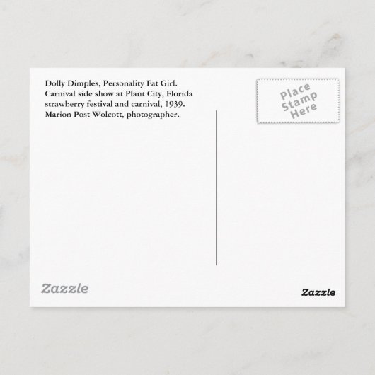 Carte Postale Dolly Dimples, 1939 (Dos)