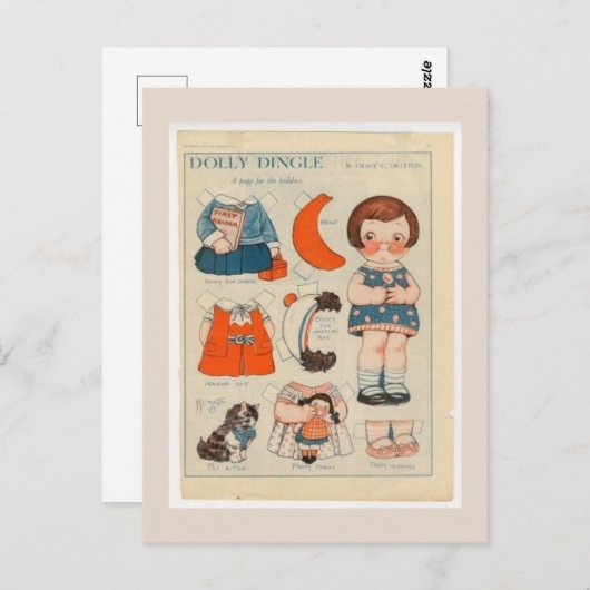 CARTE POSTALE DOLLY DINGLE PAPER DOLL POSTCARD (Devant / Derrière)