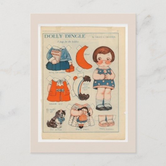 CARTE POSTALE DOLLY DINGLE PAPER DOLL POSTCARD (Devant)