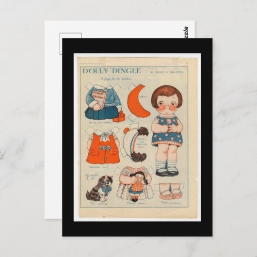 CARTE POSTALE DOLLY DINGLE PAPER DOLL POSTCARD (Devant / Derrière)