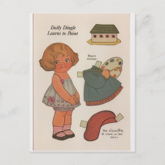 Carte Postale DOLLY DINGLE paperdoll Learn to paint Postcard (Devant)
