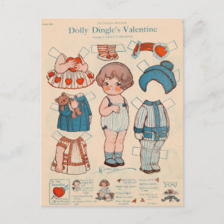 Carte postale Dolly Dingle Valentine Paper Doll