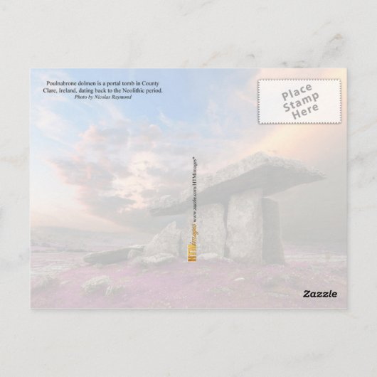 Carte Postale dolmen de Poulnabrone, Comté de Clare, Irlande (Dos)