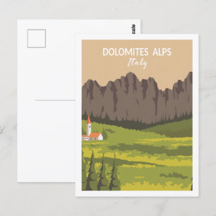 Carte Postale Dolomites Alpes Italie Lieu de voyage Illustration