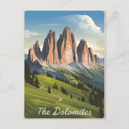 Carte Postale Dolomites Italie vintage (Devant)