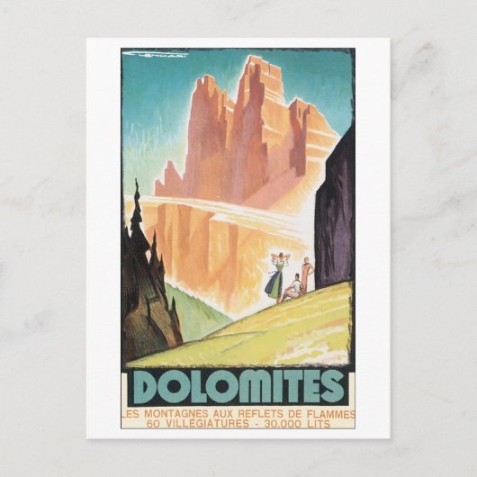 Carte Postale Dolomites Vintage Travel Poster (Devant)