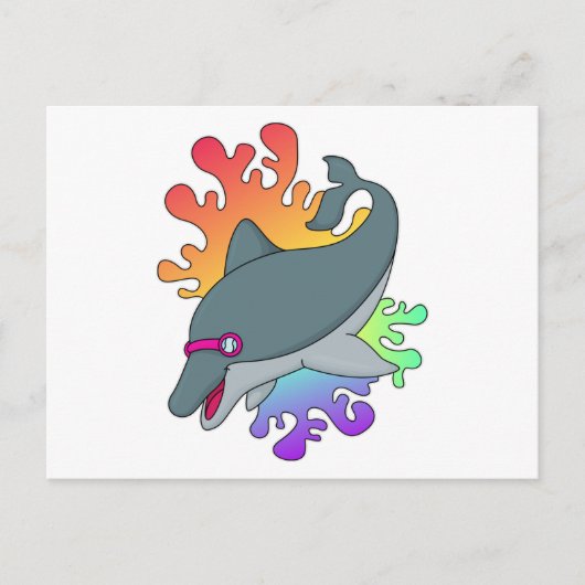 Carte Postale Dolphin at Swimming with Swimming goggles (Devant)