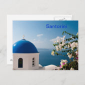 Carte Postale Dôme bleu à Santorin (Devant / Derrière)