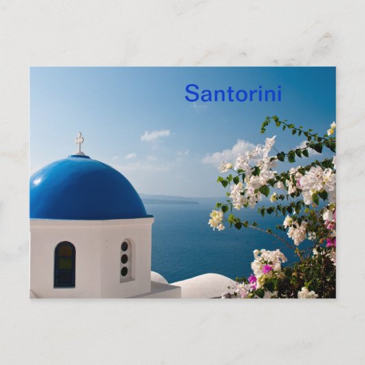 Carte Postale Dôme bleu à Santorin (Devant)
