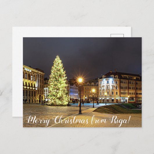 Carte Postale Dôme Carré avec sapin de Noël à Riga (Devant / Derrière)