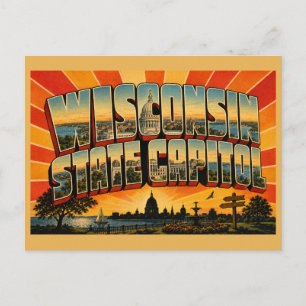 Carte Postale Dôme du Capitole de l'État du Wisconsin Lacs Madis