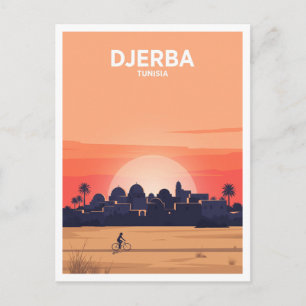 Carte Postale Dômes blancs de Djerba sous le coucher de soleil d