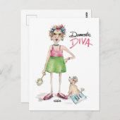 Carte Postale Domestic Diva doit choisir de faire les tâches mén (Devant / Derrière)