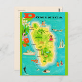 Carte Postale Dominica Caribbean Island Map Postcard (Devant / Derrière)
