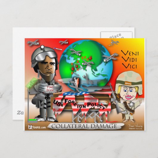 Carte Postale Dommages collatéraux (Devant / Derrière)