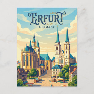 Carte Postale Domplatz Erfurt (cathédrale d'Erfurt et église Sai