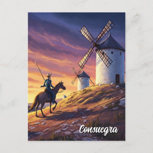 Carte Postale Don Quichotte à Consuegra Espagne Voyage (Devant)