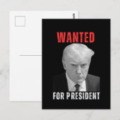 Carte Postale Donald Trump 2024 Recherché pour le président (Devant / Derrière)