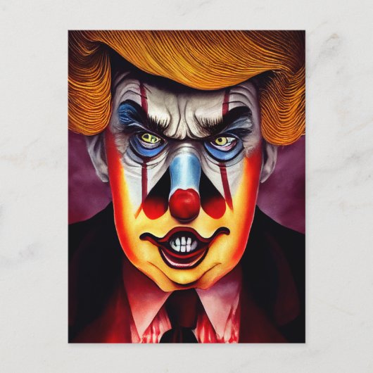 Carte Postale Donald Trump clown diabolique (Devant)