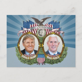 Carte Postale Donald Trump et Mike Pence Jugate Photo Design ble