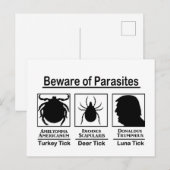 Carte Postale Donald Trump Méfiez-vous des parasites (Devant / Derrière)