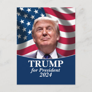 Carte Postale Donald Trump Photo drapeau américain - Président 2