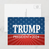 Carte Postale Donald Trump - Président 2024 - étoiles et bandes (Devant / Derrière)
