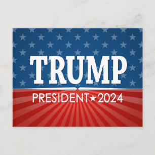 Carte Postale Donald Trump - Président 2024 - étoiles et rayures