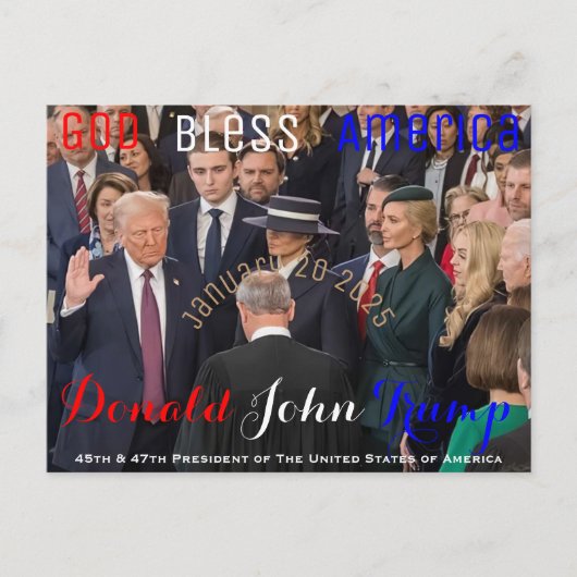 Carte Postale Donald Trump prêtant serment 20 janvier (Devant)