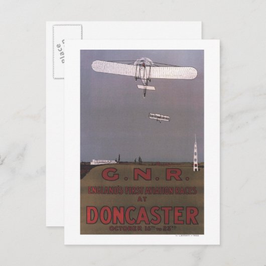 Carte Postale Doncaster, Angleterre - Premières courses aérienne (Devant / Derrière)