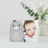 Carte Postale Donkey Baby Faire-part fille rose (Debout devant)