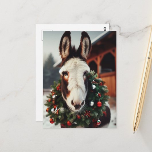 Carte Postale Donkey Pinto de Noël (Devant/Arrière en situation)