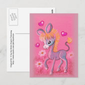 Carte Postale Donkey pour bébé doux avec les coeurs (Devant / Derrière)