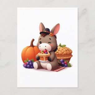 Carte Postale Donkey sucré mange Thanksgiving Pie