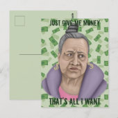 Carte Postale Donne-moi juste de l'argent (Devant / Derrière)