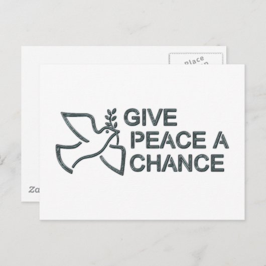 Carte Postale Donner Une Chance À La Paix (Devant / Derrière)