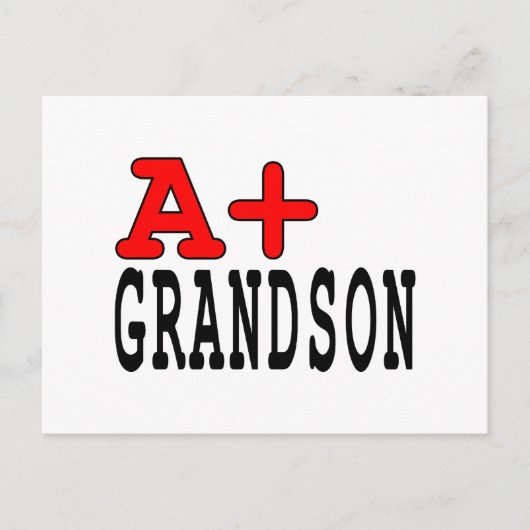 Carte Postale Dons amusants pour petits-fils : A+ Grandson (Devant)