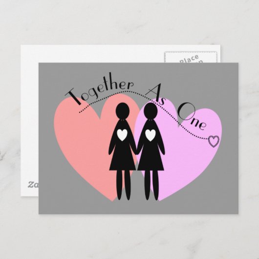 Carte Postale Dons lesbiennes "Ensemble comme un" (Devant / Derrière)