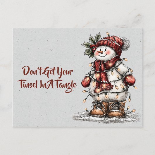 Carte Postale Don't Get Your Tinsel In A Tangle Snowman (Devant)