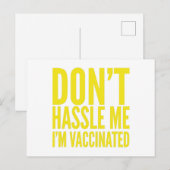 CARTE POSTALE DON'T HASSLE ME I'M VACCINATED (Devant / Derrière)