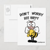 Carte Postale Don't Worry Bee Happy (Devant / Derrière)