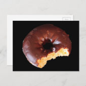 Carte Postale Donut au Chocolat Avec Gros Morceau Enlevé (Devant / Derrière)