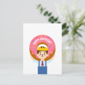 Carte Postale Donut d'anniversaire joyeux (Debout devant)